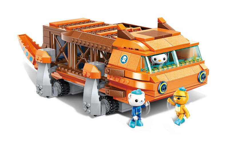 海底小纵队积木儿童拼装玩具男孩子拼插独角鲸章鱼堡3714虎鲨艇马蹄蟹