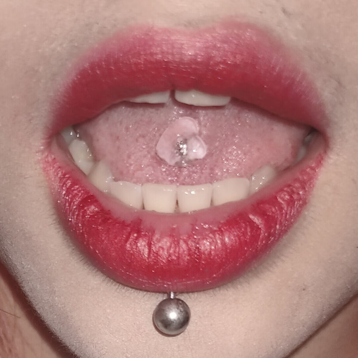 舌钉 舌钉绝了 舌环短杆防穿刺饰品可爱sn2957 白色 杆长16 杆粗1.