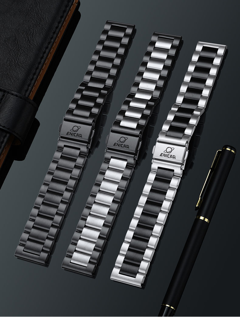 森匠enicar英纳格表带 钢带男原装实心精钢双按扣手表链配件18 20