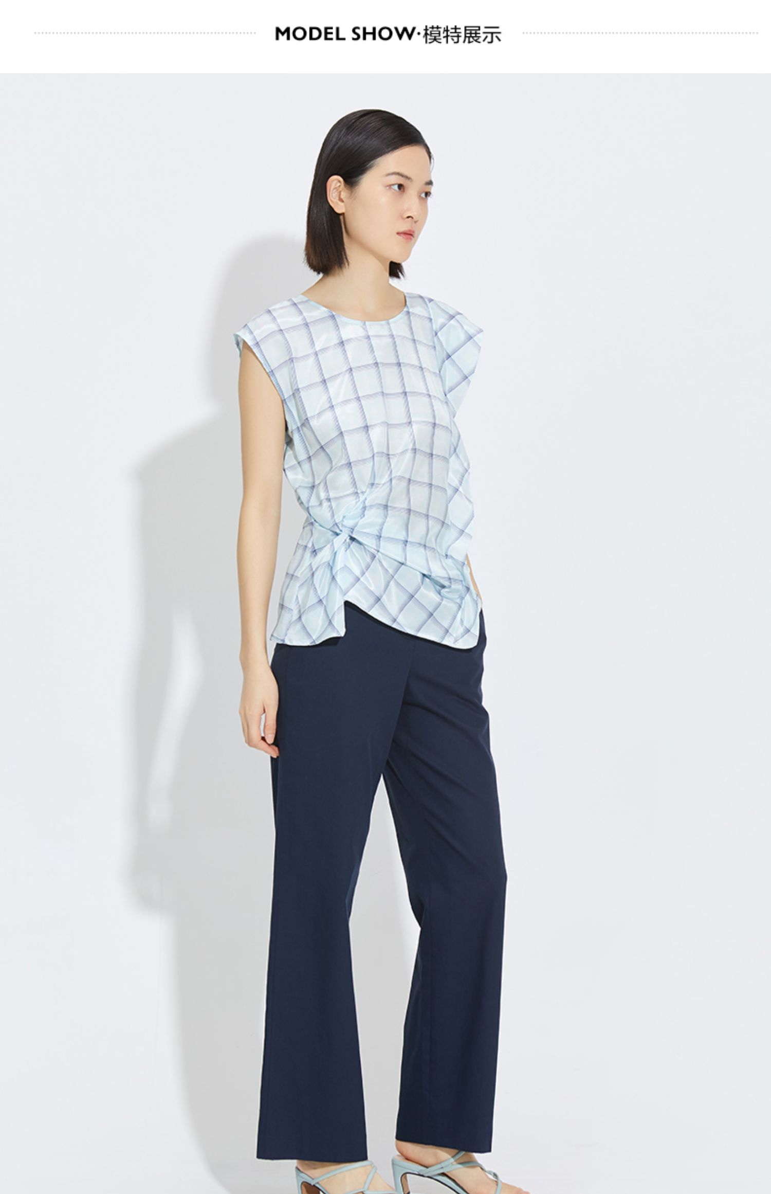 mind bridge设计感小众衬衫上衣夏季新款短款衬衣 mubl325g-398 蓝色