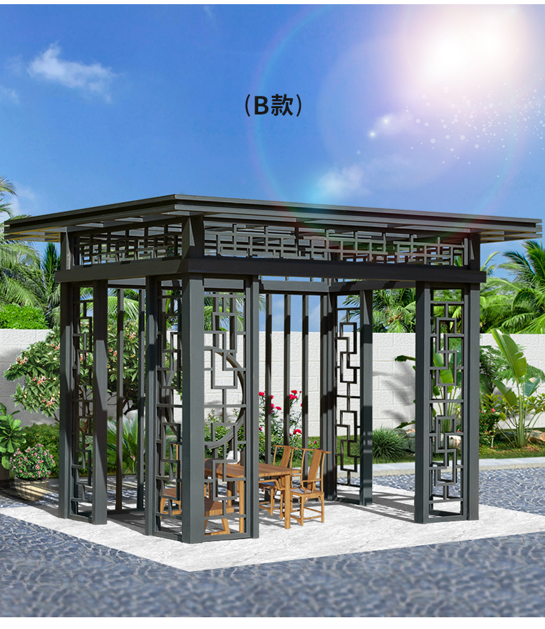 户外凉亭铝合金定制庭院休闲平顶凉亭户外四角凉亭家用订金