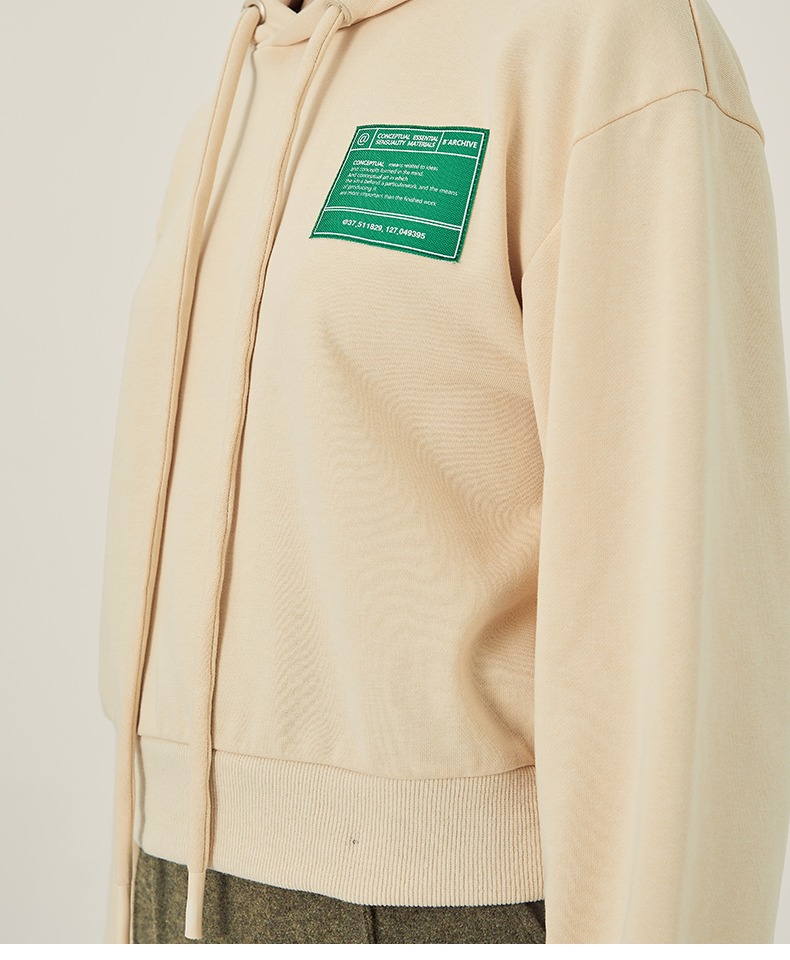 basic house/百家好2021秋冬新款卫衣女韩风短款连帽上衣hvts720c 麻