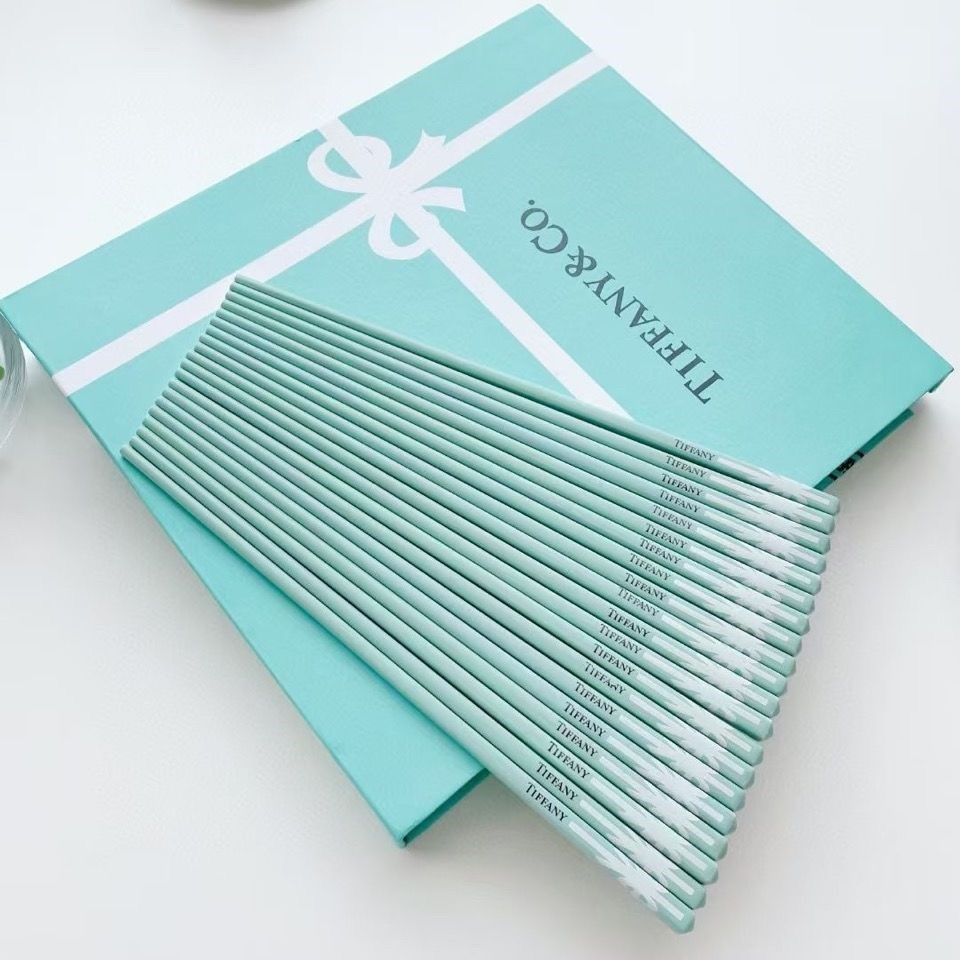 新款tiffany筷子蒂芙尼骨瓷陶瓷筷子家用防滑高颜值轻奢餐具套装