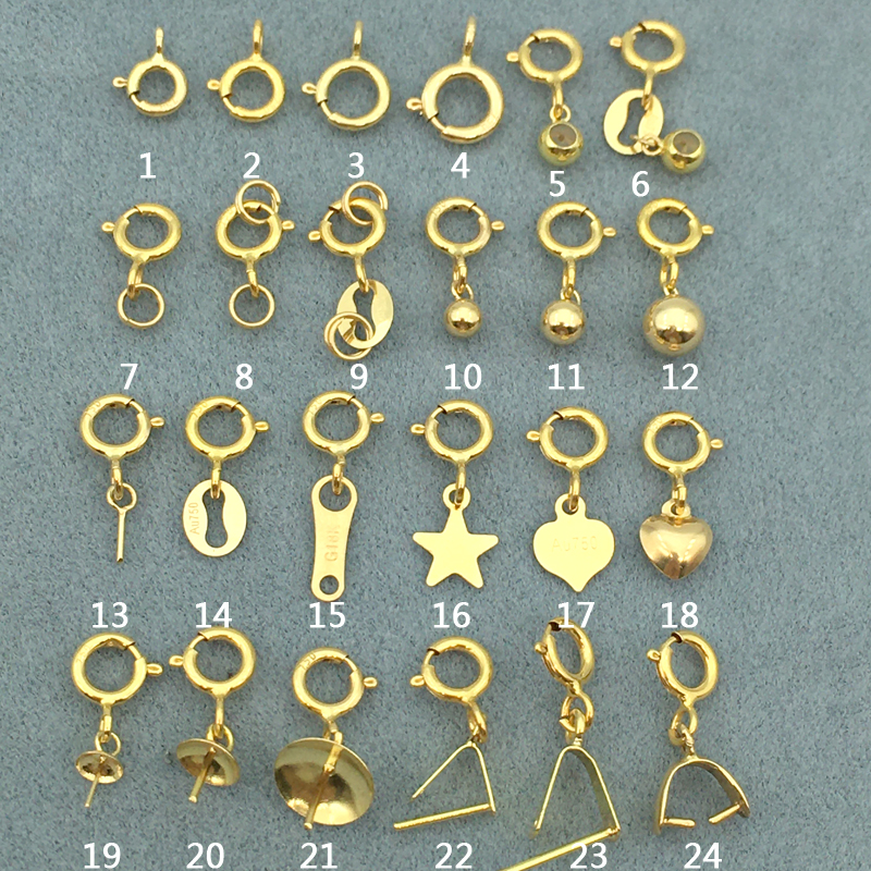 兵喜bingxi18k金扣子珍珠项链扣弹簧连接扣防开扣搭手链扣配件吊坠