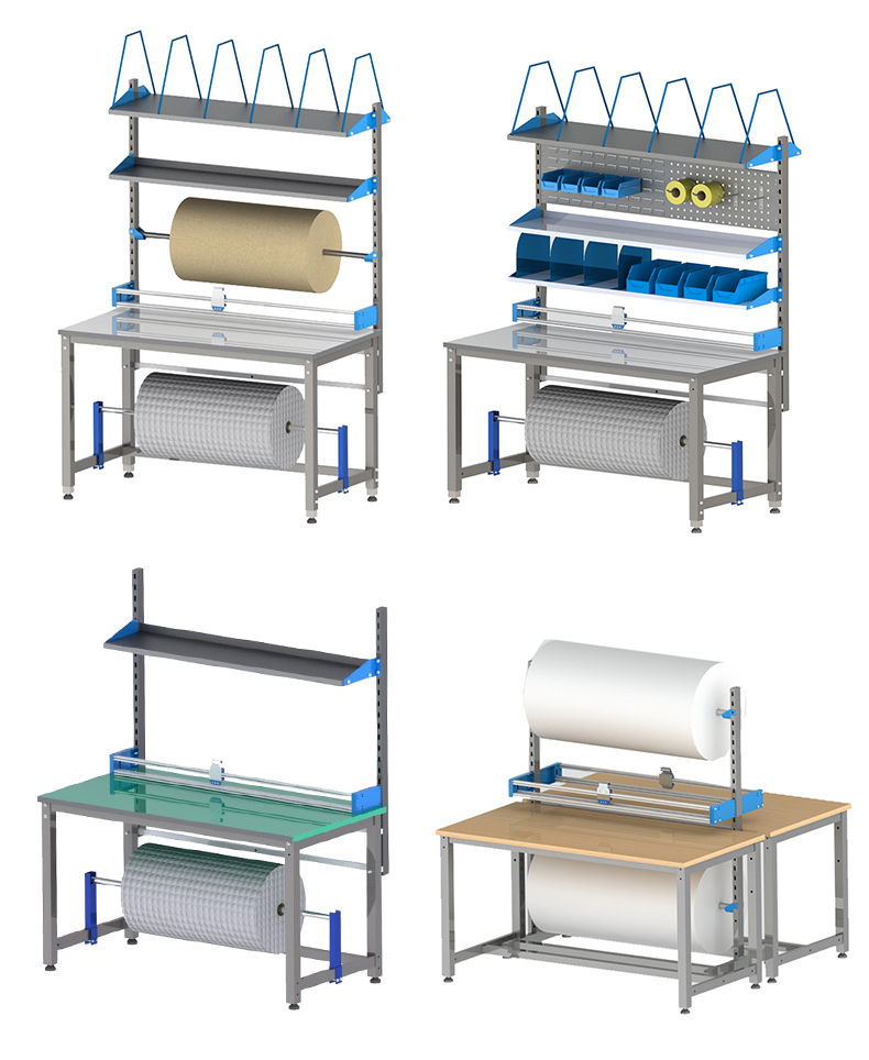 ewode包装台打包专用工作台带纸箱架气泡膜缠绕膜架裁剪打包用桌子多