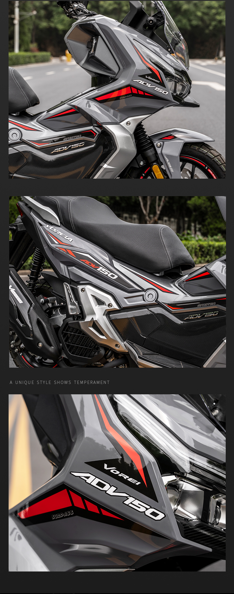 适用于大阳adv150贴画适用v锐v150版画划痕遮挡 银灰/黑/白配色 a款