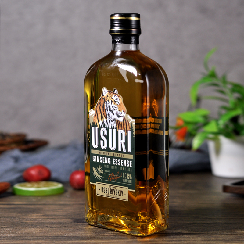 俄罗斯虎头酒人参蜜酊酒强酊草酊酒白兰地酒养生伏特加500ml 人参酒蜜