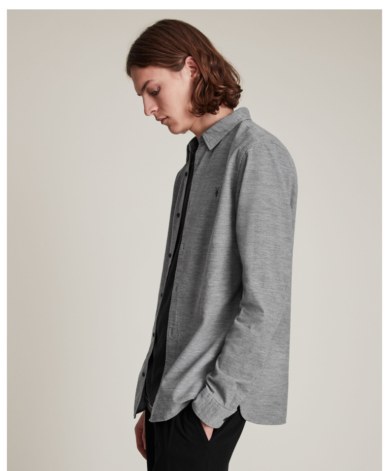 allsaints男士灰色衬衫休闲男装冬官方衬衣ms230vlunagreyxs