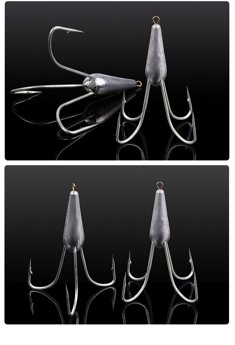 锚钩破鳞锚钩锚鱼专用三角三本矛鱼钩矛钩三爪钩四爪锚钩带铅底锚钩