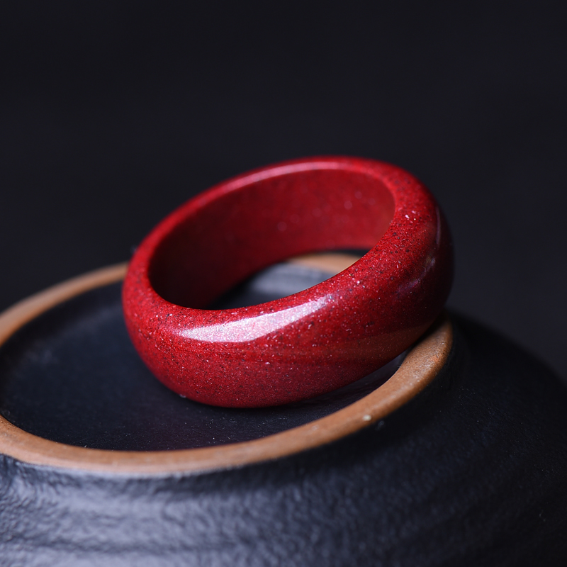 珀芙诺天然高含量原矿朱砂戒指保平安本命牛年紫砂戒指时尚男女指环