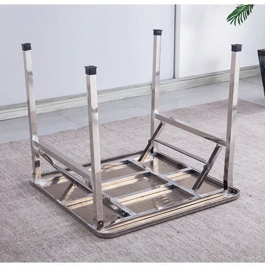 年货节2022不锈钢304折叠桌子厨房家用餐桌简约出租房吃饭台加厚料80x