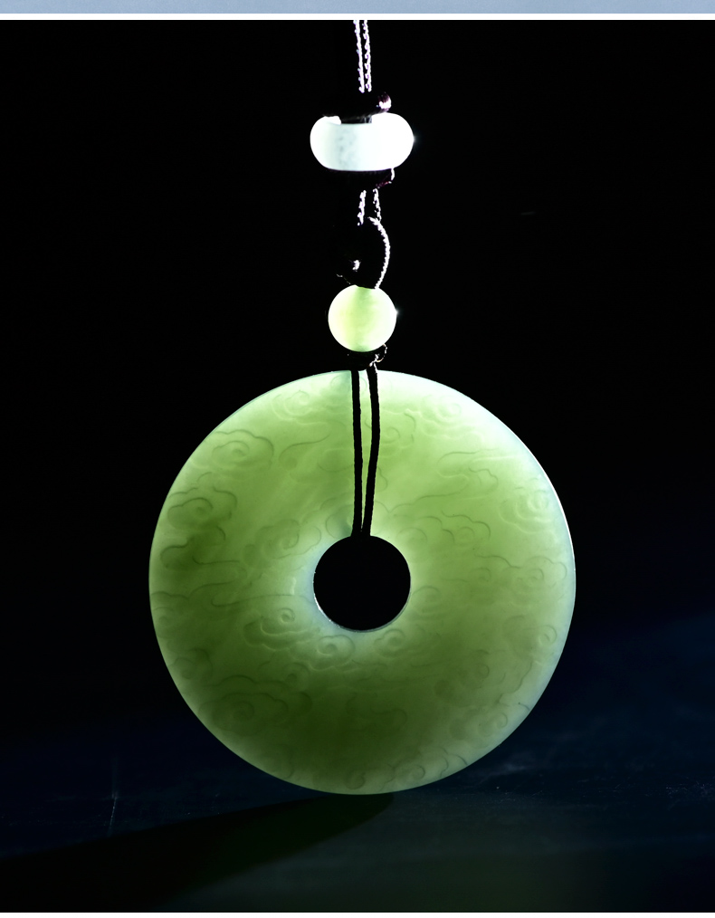 源庆周天然和田玉吊坠祥云平安扣玉吊坠挂件男女款复古中国风玉佩玉石