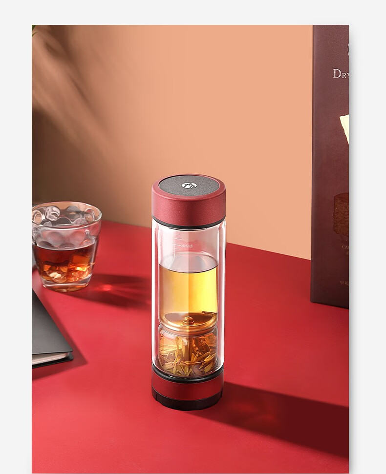 富光茶马仕 茶水分离杯 双层玻璃泡茶杯男女士高档旋转过滤杯子家用