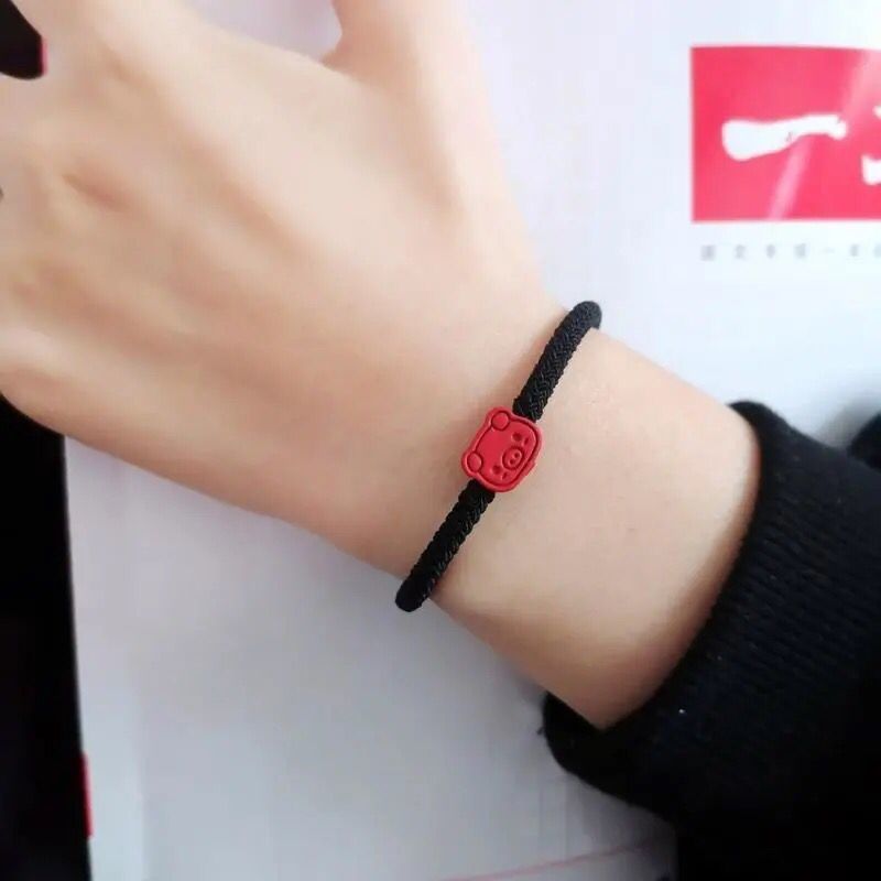 朋趣可爱猪猪小祖宗头绳送闺蜜男友的小皮筋简约网红同款情侣手链发圈