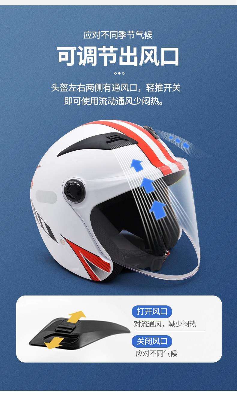 moon3c电瓶电动摩托车男女通用头盔复古四季盔a类白色m5658cm