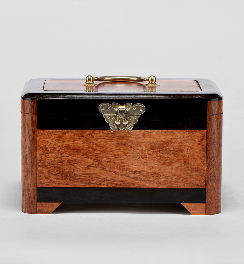 杞瑾嵌手提首饰盒中式珠宝箱结婚嫁妆实木收纳百宝箱