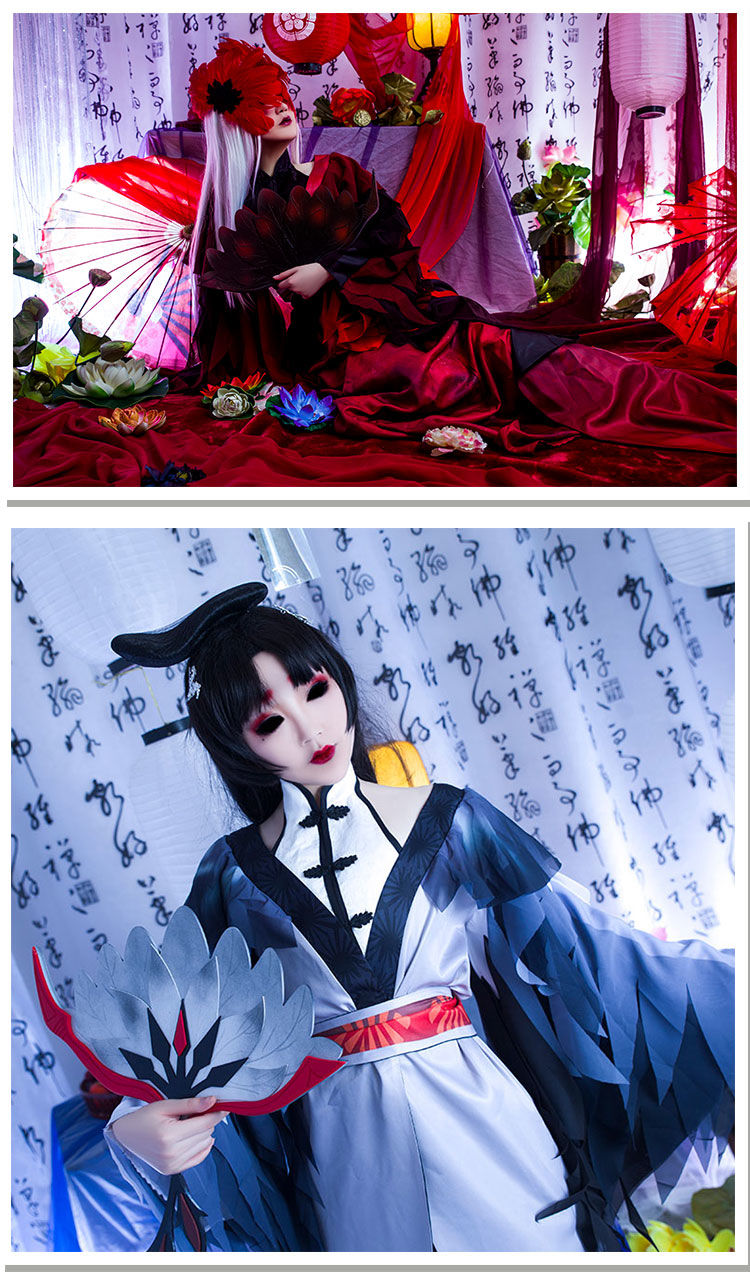 亞百鹿新品現貨第五人格cos服紅蝶仙鶴時裝cosplay服裝女動漫皮膚紅蝶