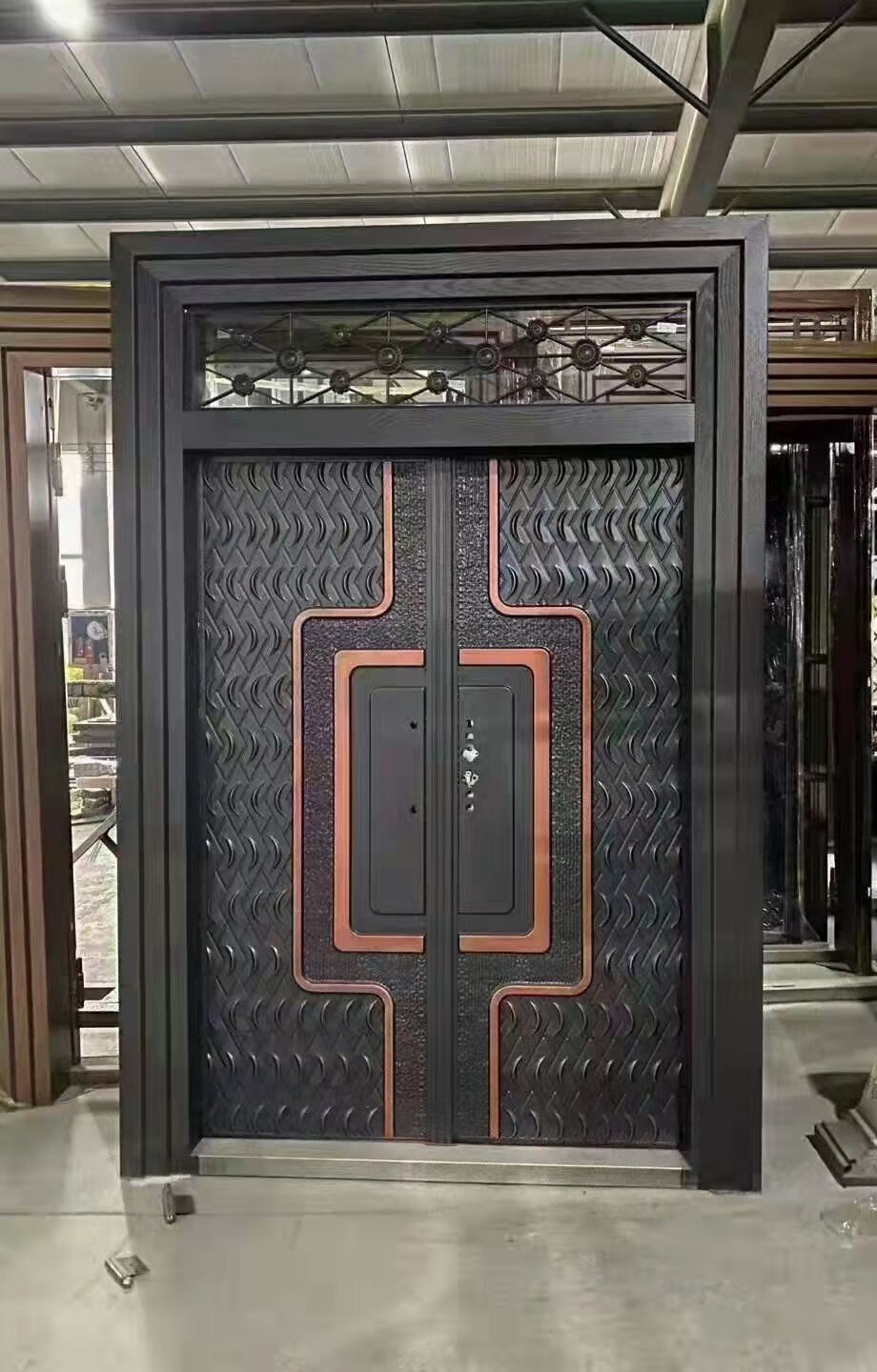 仿铸铝卡门自建房农村别墅大门双开对开门进户门防盗入户门仿铜门