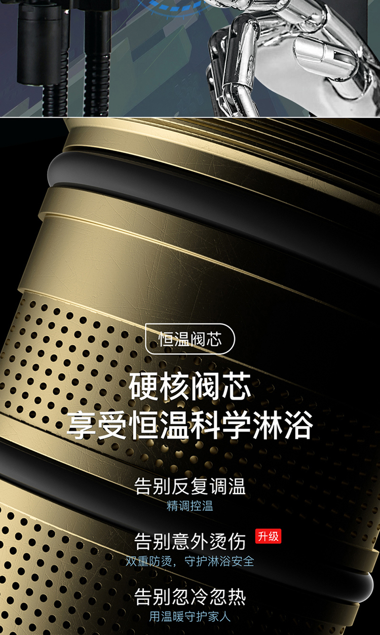 定做德国adula黑色淋浴花洒套装恒温家用全铜浴室增压挂墙式淋浴套装