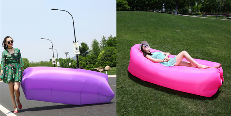 tvaj加厚户外便携式充气沙发懒人床单人空气床午休座椅沙发气垫床紫色