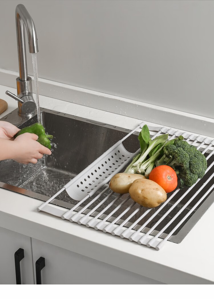 沥水架硅胶可折叠碗碟架放碗筷洗碗池厨房水槽上方收纳架碗架硅胶碗盘