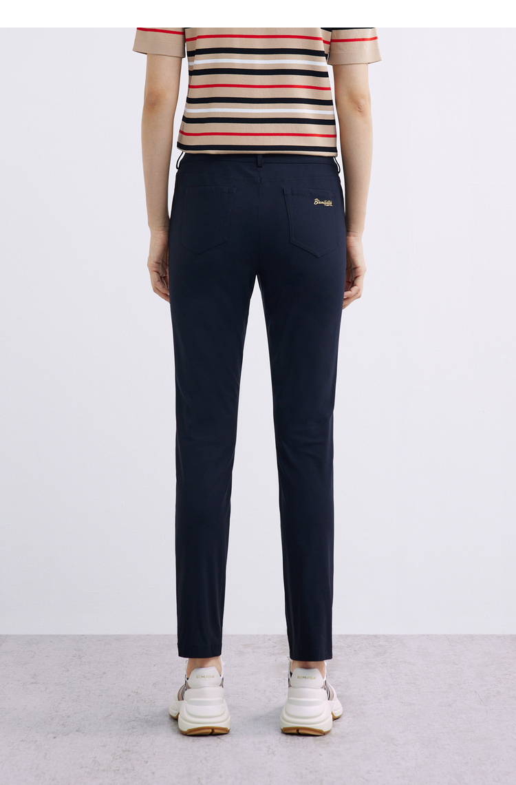 比音勒芬2022春夏新品女士黑色直筒休闲裤日常通勤舒适裤子07黑色803