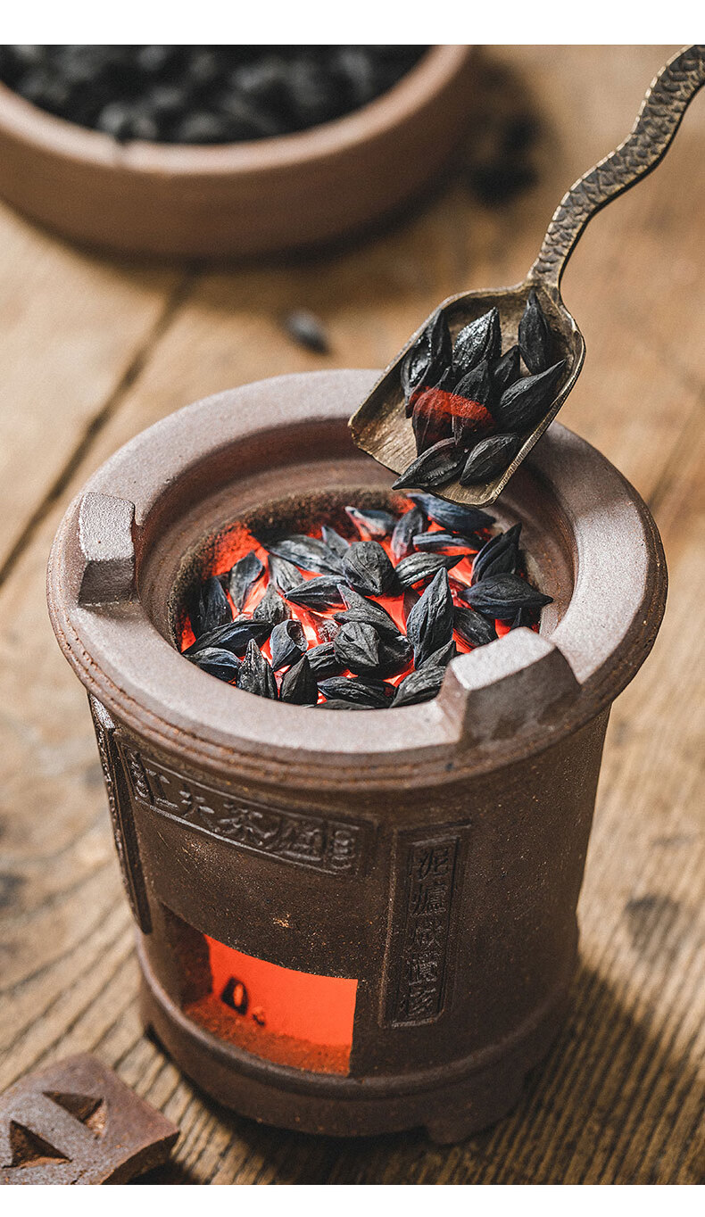 老式烧炭炉煮茶器明火潮汕红泥小风炉户外功夫茶陶瓷烧水壶福圆壶800