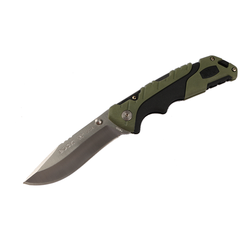 buck巴克美国原装进口折叠刀缎面表面420c钢材刃绿色gfn手柄0659grsb