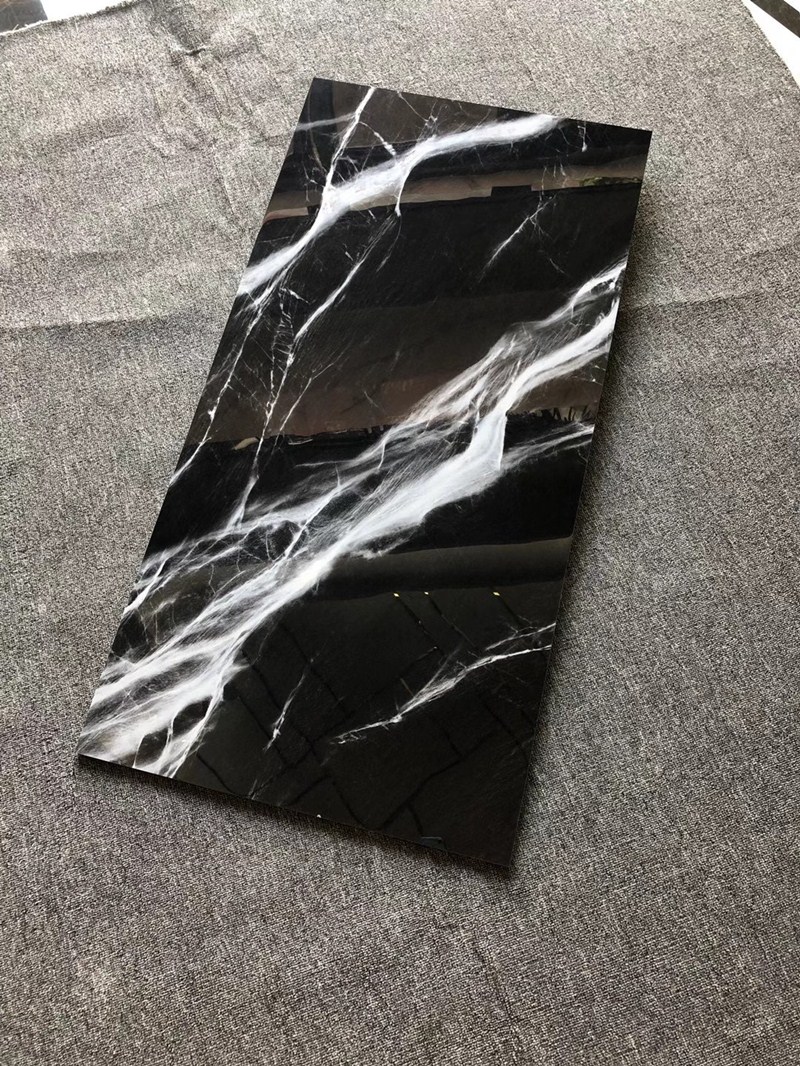 6001200深灰黑白色银白龙通体大理石亮光瓷砖酒店ktv背景墙地砖意大利