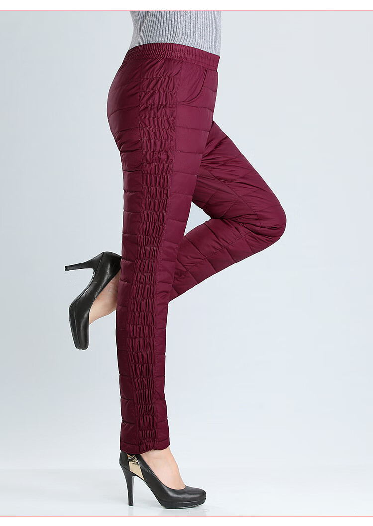 啄木鸟(tucano)中i老年女士羽绒裤女2022年秋冬新款外穿高腰加厚宽松