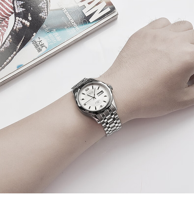 (poscer)男表商务全自动机械表男钢带防水双日历名牌保时捷手表6032m