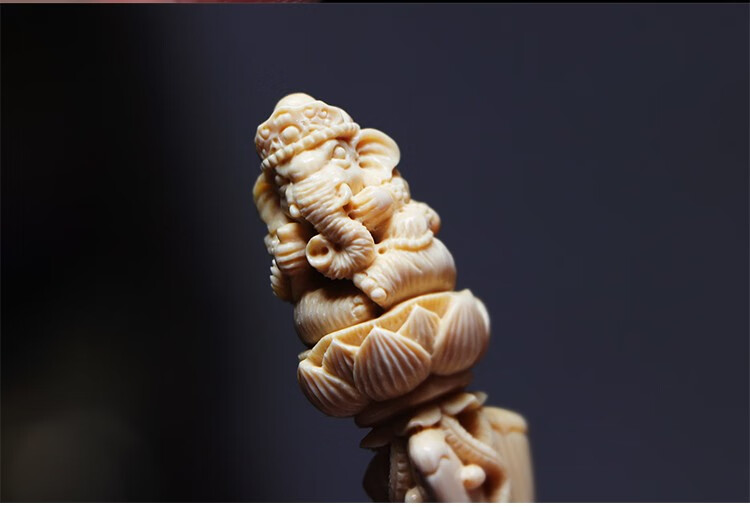 微韵猛犸象牙雕刻吊坠四臂象王金刚降魔杵象神挂件原创纯手工男纯手工