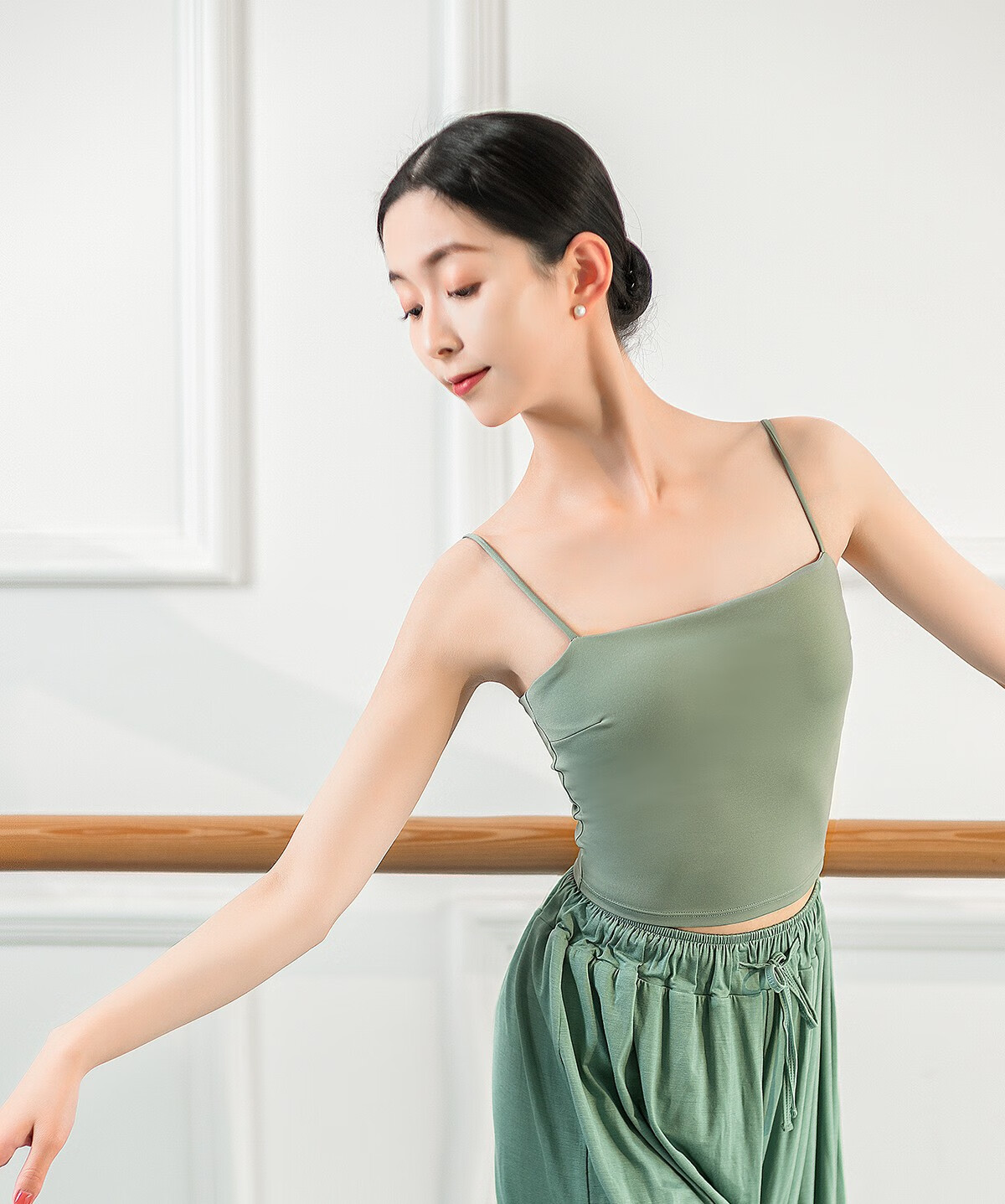 小茉莉舞蹈服装吊带背心成人女芭蕾现代舞练功服形体服上衣海棠粉m