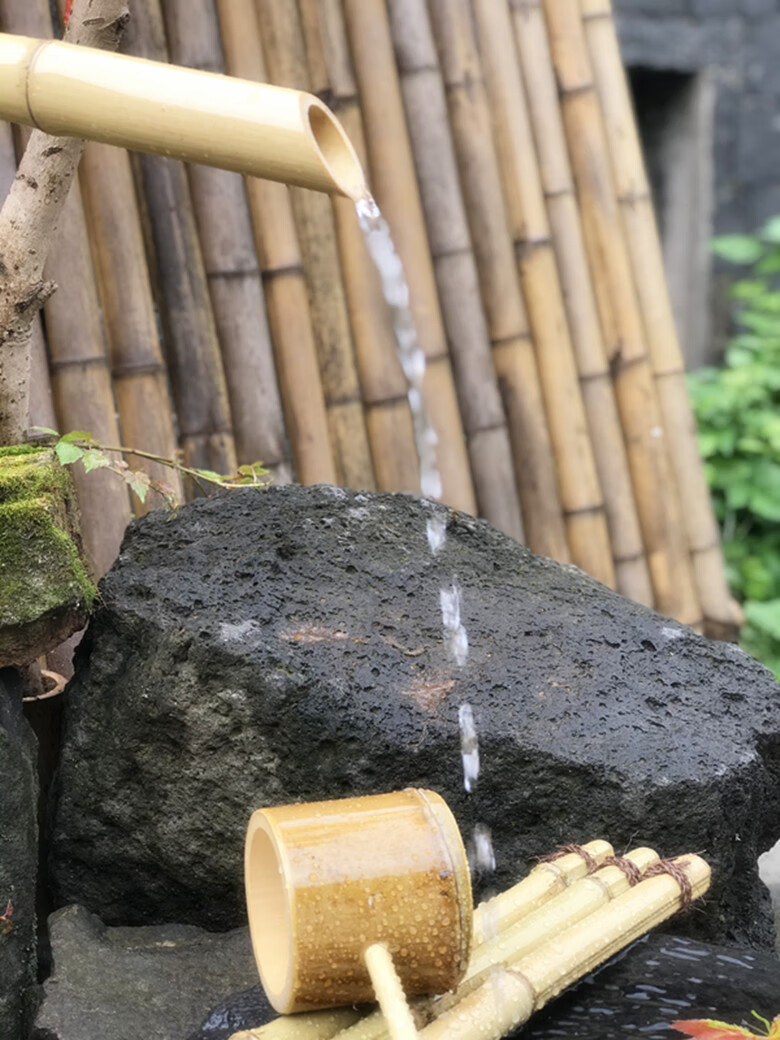 日式流水竹筒 竹子流水摆件 禅意 竹流水 日式庭院居家流水2021新款