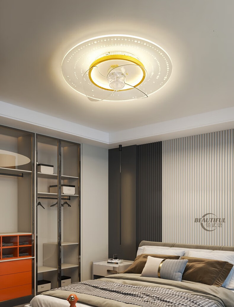 铂式语网红吸顶风扇灯电扇灯主卧室房间灯超薄带灯扇遥控一体新款吊扇