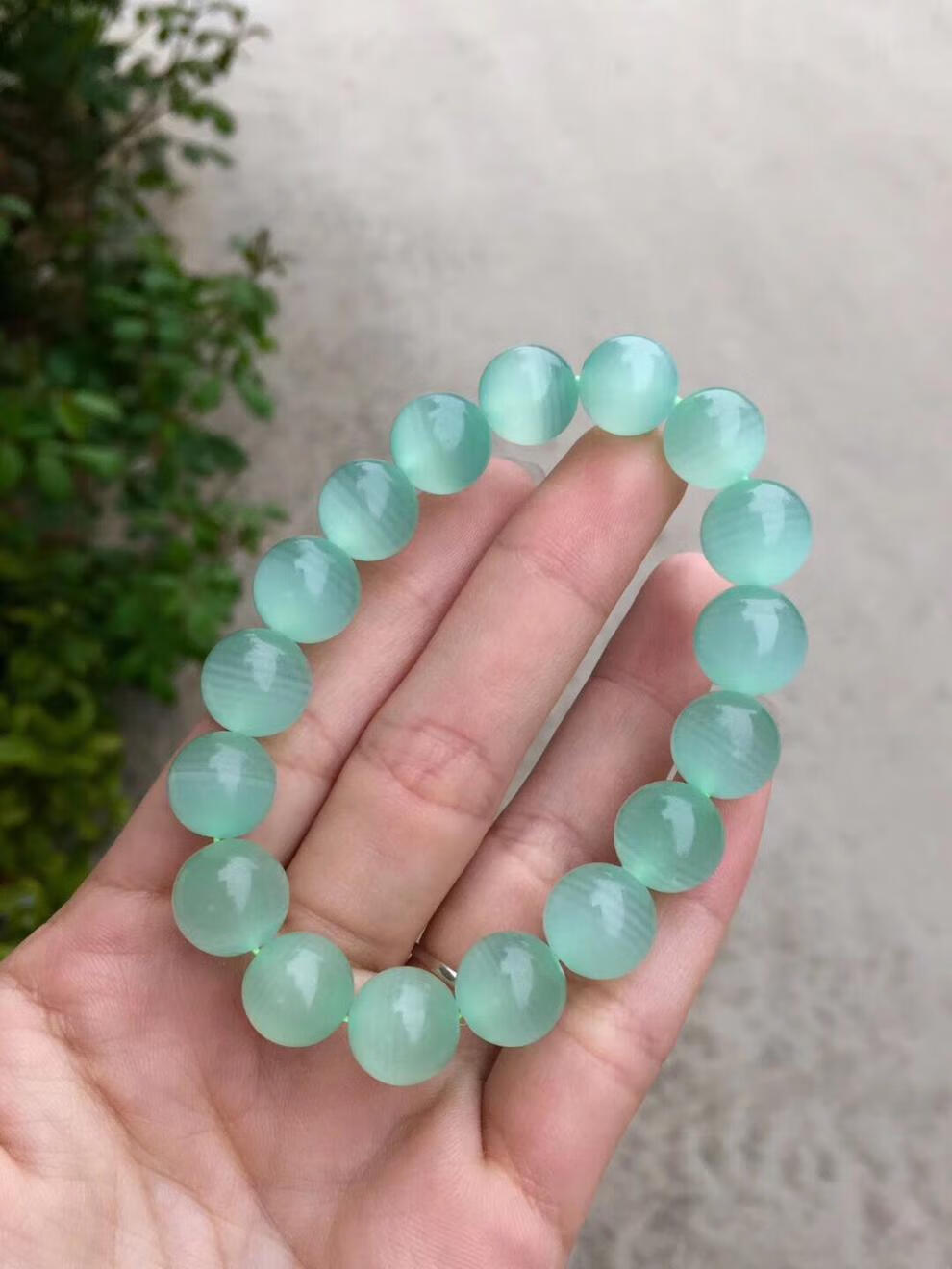 似卿冰种绿纹石手链女水晶男女情侣手链首饰品单圈手串礼物单圈7mm