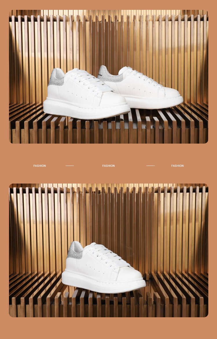 m60潮人潮牌真皮小白鞋女2022春季新百搭厚底增高休闲板鞋白色38