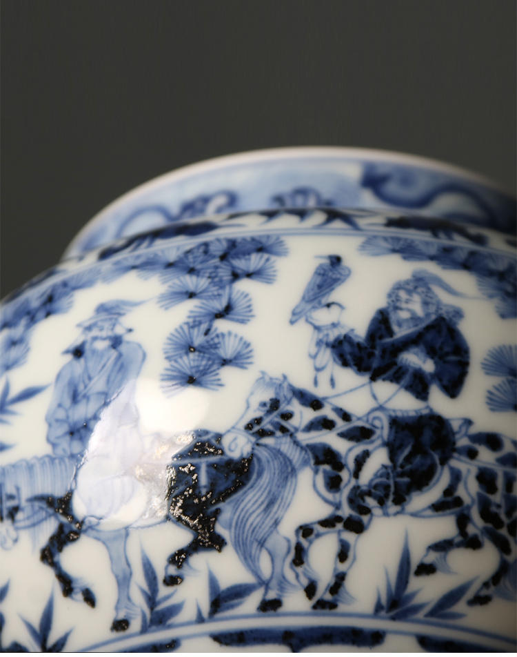 忆器蓝本慕古元青花八大罐系列之昭君出塞景德镇高端仿古陶瓷茶宠摆件
