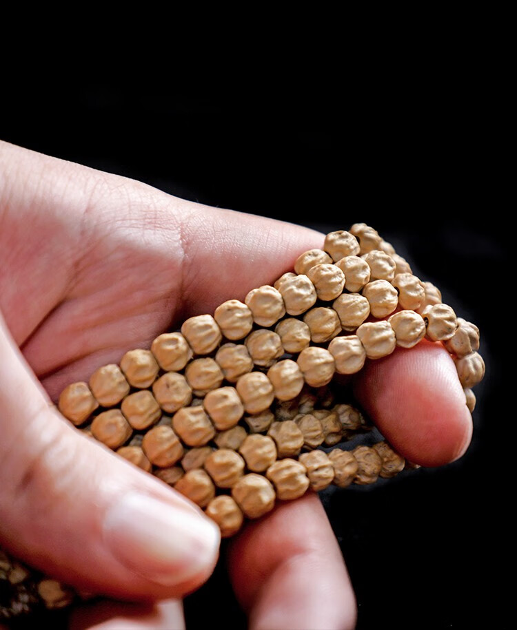 豪珠 干刷热振寺百香籽原籽手串108颗天然狂野大深坑鬼脸柏香籽 狂野