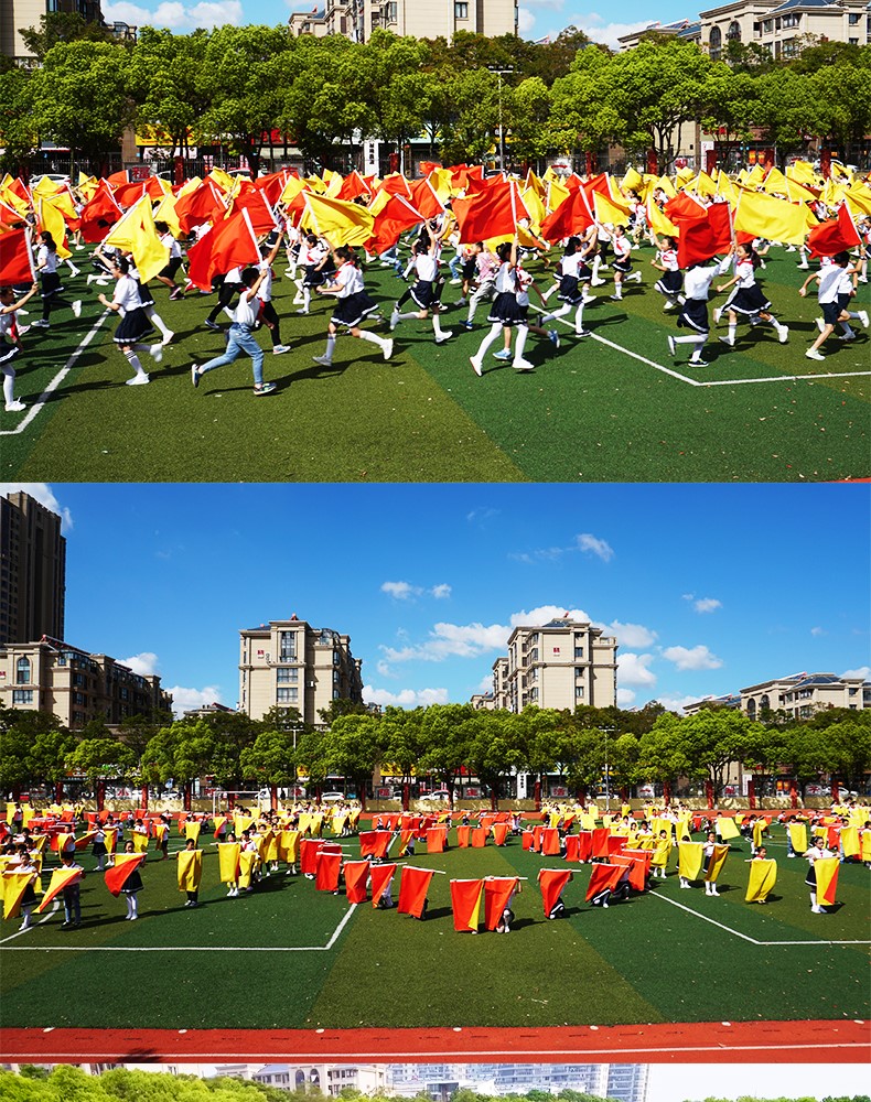 双面旗演出舞蹈红旗子幼儿园带杆舞台道具儿童表演小红旗道具 送杆子