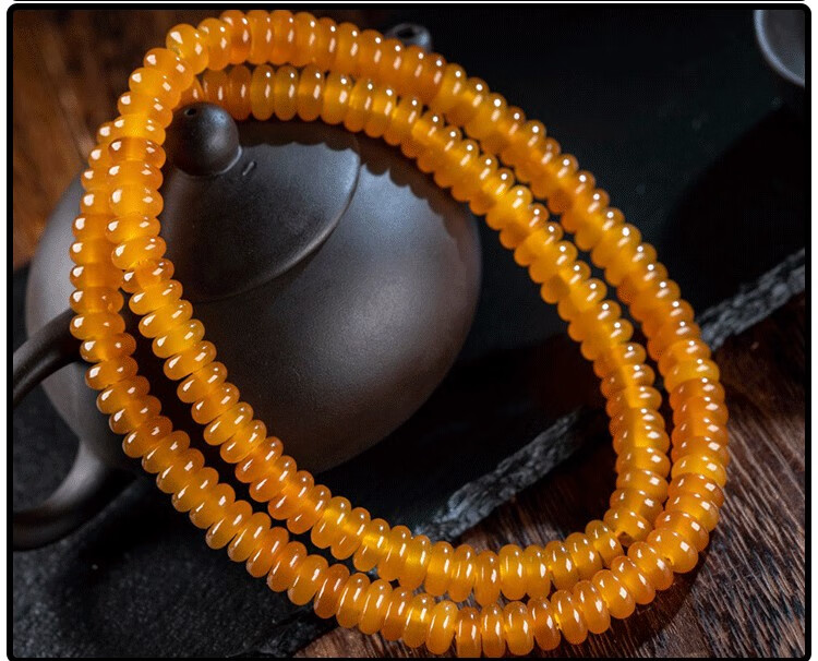 珠缘景翠正宗金丝牦牛角108颗男药片念珠西藏文玩牛角佛珠手链女105