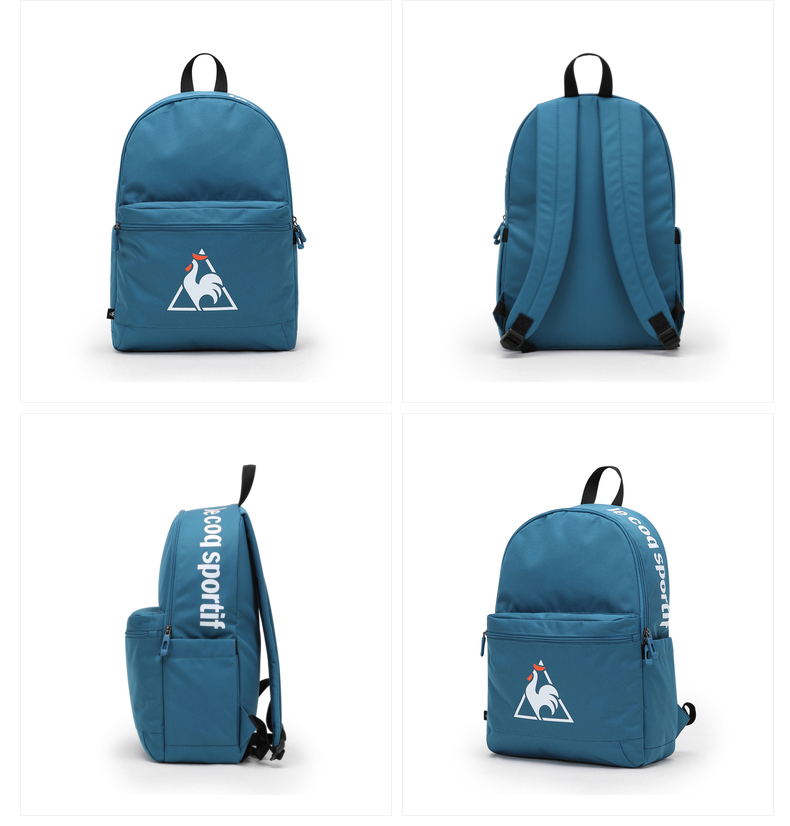 乐卡克法国公鸡字母印花设计潮流运动休闲双肩背包男女 黑色 均码