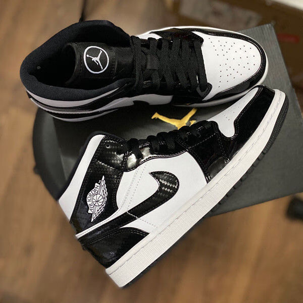 airmid乔中帮滑板鞋全明星黑白熊猫漆皮篮球鞋dd1649001黑白熊猫漆皮