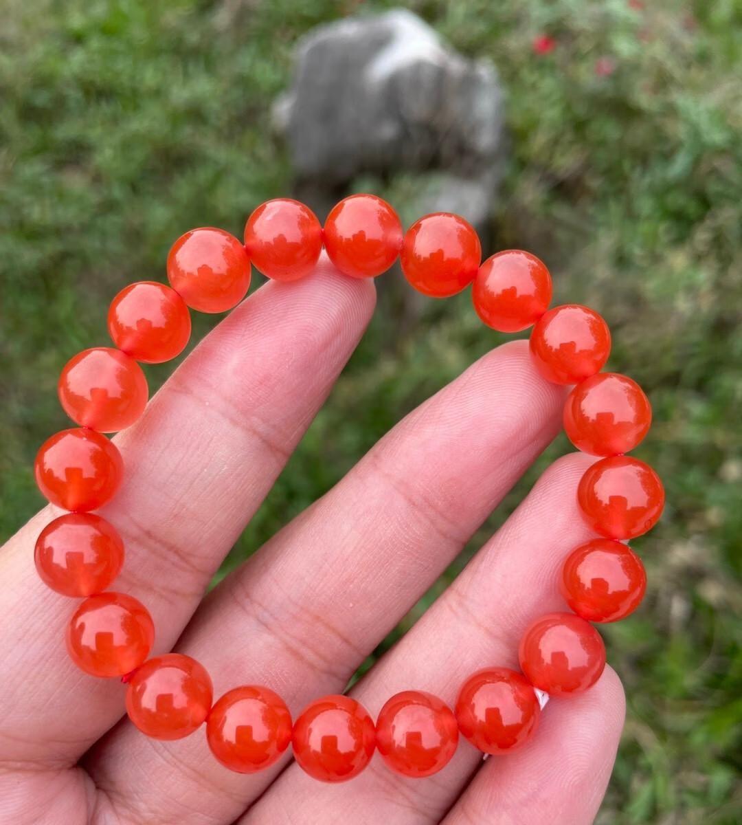 爱优美天然保山南红玛瑙杨柳料冰红手串圆珠冰种南红手链女款民族风