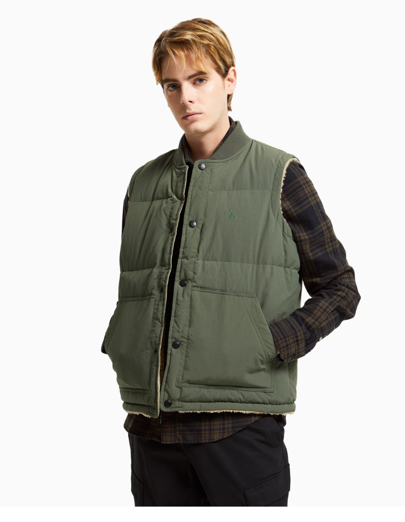 ck jeans2021秋冬新款男士两面穿羊羔绒马甲保暖羽绒背心j319239 mry