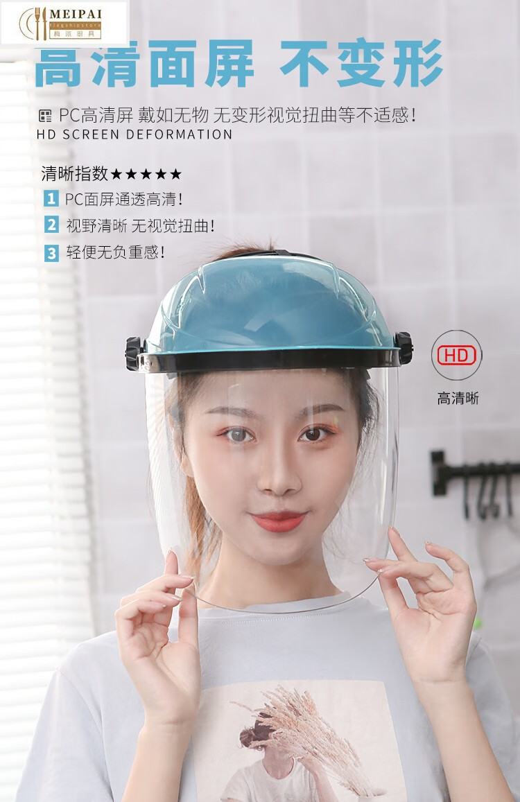 炒菜厨房防护面罩护脸防护面罩帽防油烟炒菜防油溅神器做饭遮面部罩防
