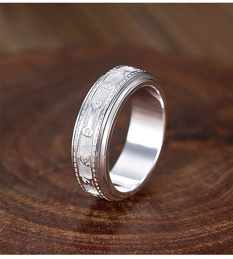 刻字s925银六字真言戒指男佛系单戒个性 18号(周长约58mm)【图片 价格