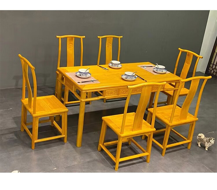 知古匠心非国标红木金丝楠学名楠木大叶楠长方形餐桌组合实木家具餐台