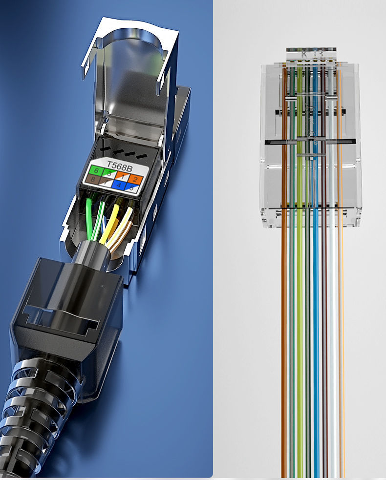 水晶头网线免压超五5六6屏蔽千兆免打家用网线接线端子接线器 超五类