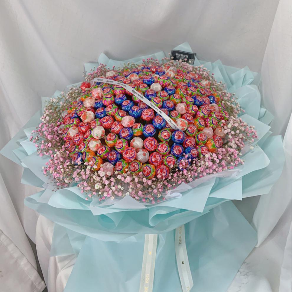 圣诞节棒棒糖花束成品同城配送礼物超大糖果花束北京鲜花速递同城始于